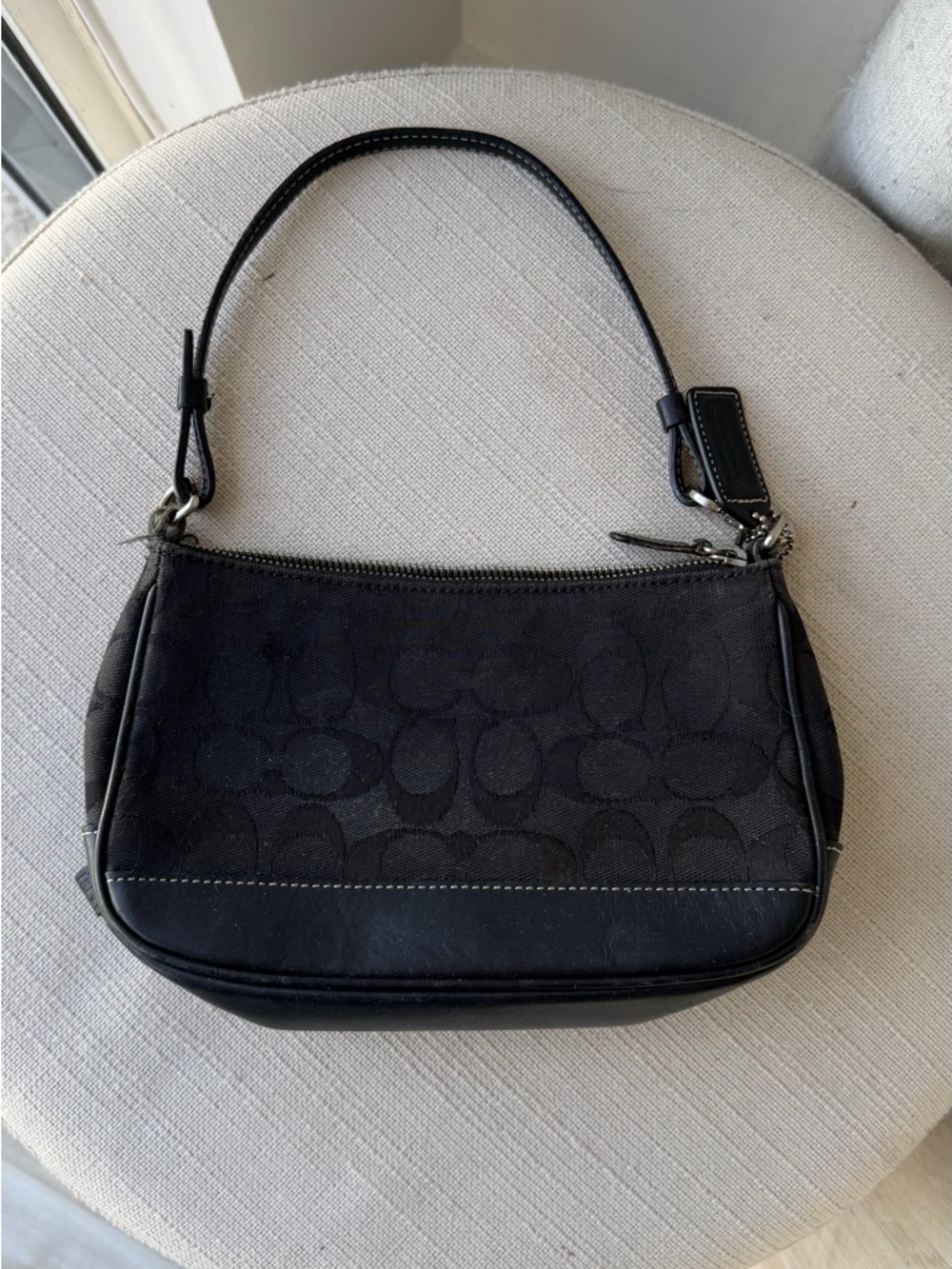 Coach Black Signature Jacquard Mini Shoulder Bag